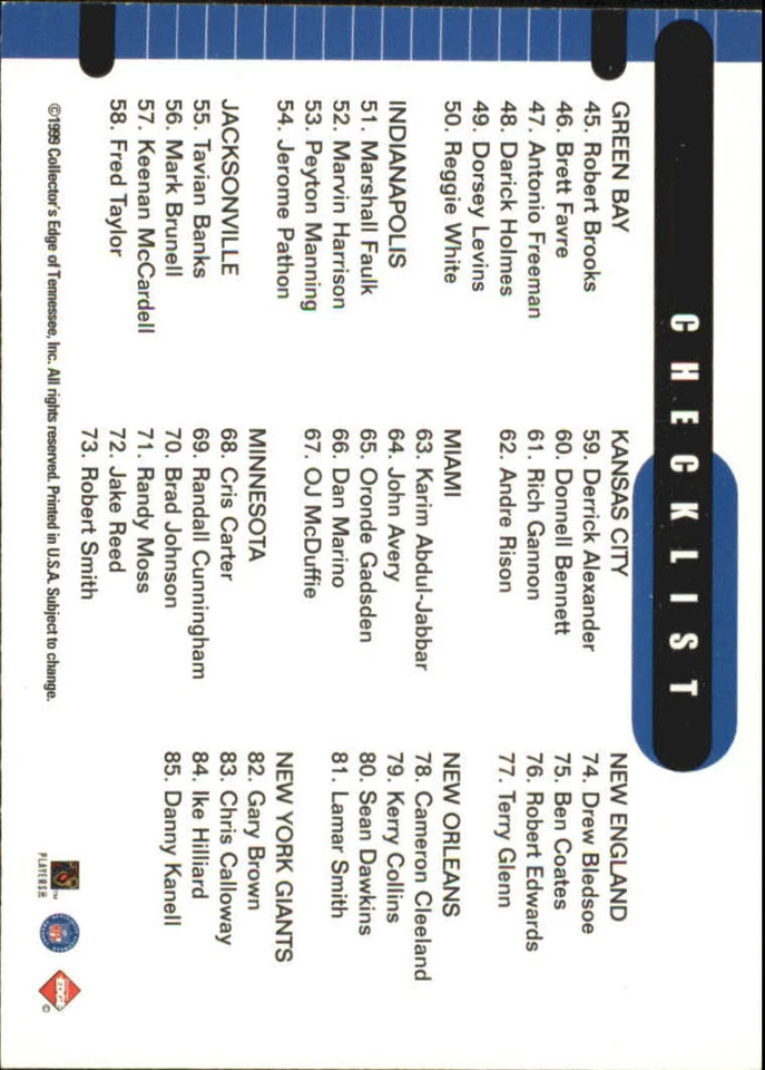 A2038- 1999 Collector's Edge Supreme FB +Inserts -You Pick- 15+ FREE US SHIP - Image 1 of 1