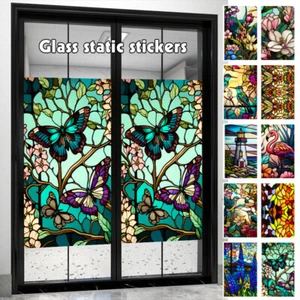 Static Cling Flower Birds Window Glass Stain Stickers Removable Window Film - Picture 1 of 37