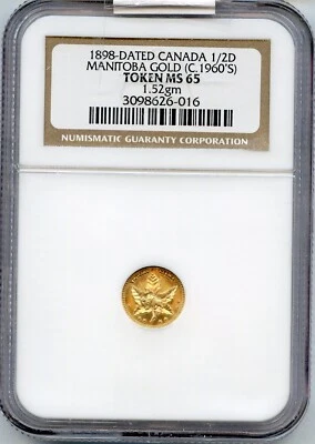 GEM PL 1898 $1/2D Buffalo / Maple Leaf Manitoba Gold / Greene #780 NGC MS65 - Image 1 of 4