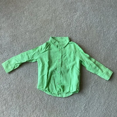 CAMISA VESTIDA POR GYMBOREE NIÑOS 2T VERDE CLARO BOTÓN DELANTERO, BOLSILLO, CUELLO Foto 1 de 3