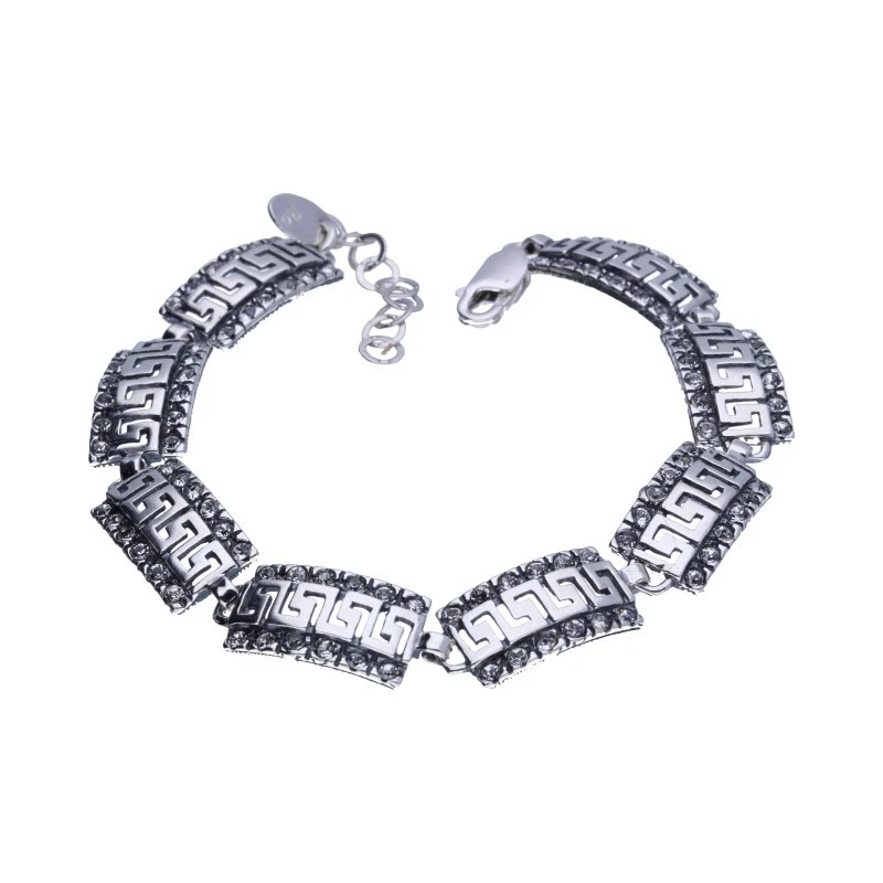 Bracciale Donna con Zirconia 925 Argento Sterling Ossidiato Collana Nessuno - Immagine 1 di 1