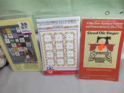 Lot of 6 quilting patterns 1 stitchery McCalls M6412 Good Ole Singer T-shirt qui - Image 1 of 2