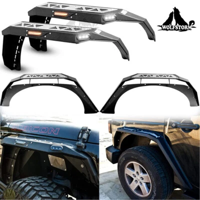  Guardabarros delantero/trasero para Jeep Wrangler JK JKU 2007-2018 acero con luces LED Foto 1 de 4
