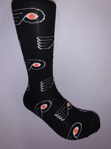 PHILADELPHIA FLYERS NHL HOCKEY JERSEY LOGO ALL OVER DRESS CREW LENGTH SOCKS LRG Cover