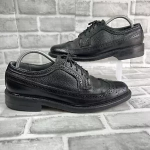 Hanover Vintage Sheppard LB Signatures Black Pebble Leather Wingtip Oxfords 9.5 - Picture 1 of 12