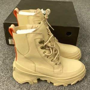Sorel Brex Boot Lace-Up WP Womens Size 9 Beige Waterproof Lug Sole NL4306-165 - Picture 1 of 11