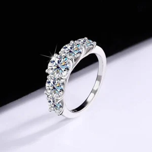 Five Princess S925 sterling silver diamond ring fashion Valentine's Day gift - Picture 1 of 9