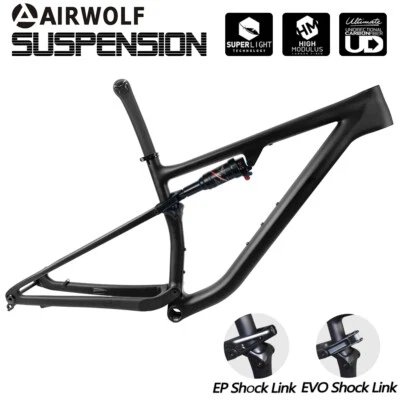 AIRWOLF 29er FULL Suspension Carbon MTB Cyclocross Mountain Bike Frame 148*12mm - Image 1 of 4