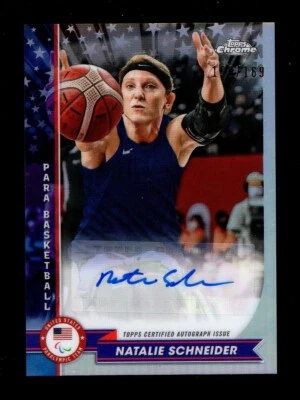 2024 TOPPS CHROME OLYMPICS REFRACTOR NATALIE SCHNEIDER AUTO AUTOGRAPH 158/169 - Image 1 of 2