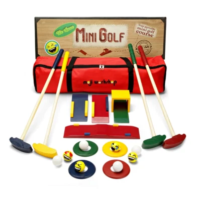 Wooden Golf Set for kids Crazy Golf & Mini Golf Set Indoor/Outdoor Moji workshop