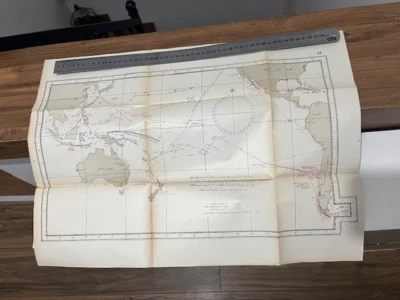 Antiguo mapa árabe grande Polinesia del Pacífico Hawai Australia Nueva Zelanda RRR 1890s Foto 1 de 4