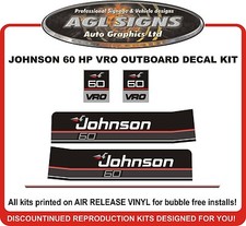 1989 1990 JOHNSON 60 HP VRO Outboard Decal kit reproductions  also 40 50 hp