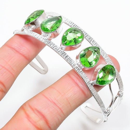 VALENTINO Bracciale Gioielli Argento Sterling 925 Gemma Tsavorite Verde Regolabile