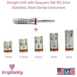 GDT Trapano Dritto Dentale con Tappi Set Ø5,2mm Utensile Acciaio Inox Marrone - Foto 1 di 7