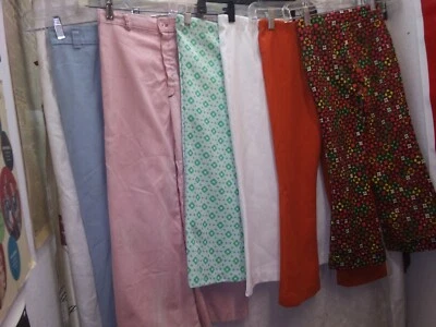 Lot of 6 Vintage 60's 70's Groovy Mod Kids Pants Poly Cotton - Image 1 of 4