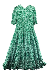 Rixo Kristen Kleid Gr. S grün Blumen Maxi Stufen Cottagecore Baumwolle Seidenmischung - Bild 1 von 12