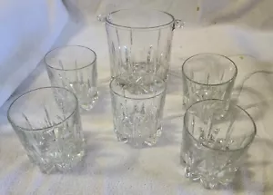 Italy Etched Glass Ice Bucket w/5 Glasses (Pre-Owned) - Picture 1 of 7