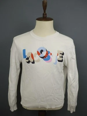 Sudadera Pullover Cuello Redondo 100% Algodón Logo Gráfico Blanco Lacoste Talla 44 Foto 1 de 4