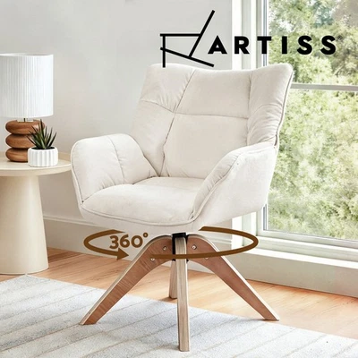 Artiss Swivel Chair Armchair Nursing Lounge Rocker Accent Chairs Velvet White - image 1 of 4