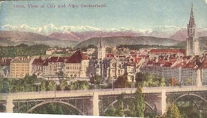 Bern Switzerland Aerial View of City & Alps Postcard - Picture 1 of 2