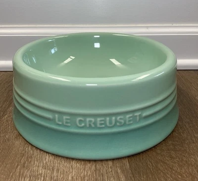 "Cool Mint"LE CREUSET 8" Large Pet Food Stoneware Bowl Dish NWOT Cat Dog & Water - Image 1 of 4