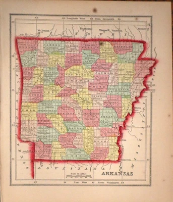 Mapa original de Arkansas de 1856 por Morse & Gaston (6x7)-#28 Foto 1 de 3