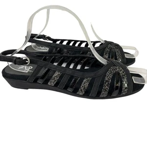 A2 Aerosoles Womens Charismatic Black Open Toe Slingback Wedge Sandals Shoes 9 - Picture 1 of 16
