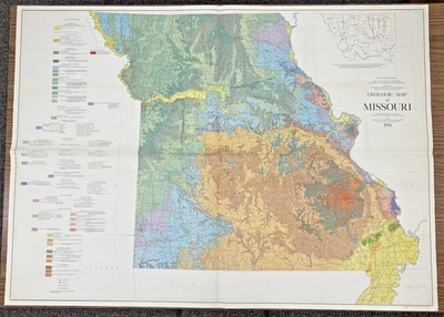 NM+/EX Vintage Geological Map of Missouri Geo Survey 1961 1:500K scale ~42"x58" - Image 1 of 4