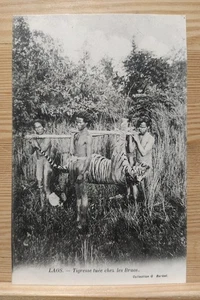 Réf24- CPA Laos - Tigresse Tuée Chez Les Braos. Collection Barbat  - Picture 1 of 2