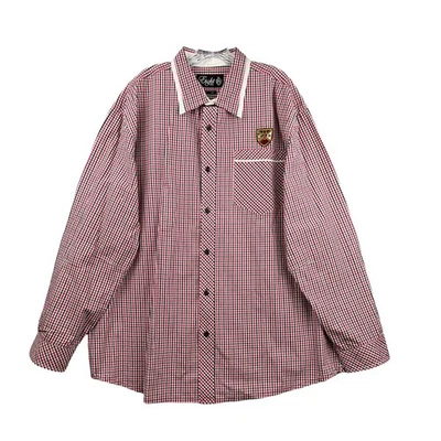 Eight 732 Men's Red Gingham Plaid Button Down Shirt Long Sleeve Size 3XL - Image 1 of 4
