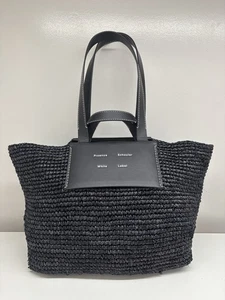 Authentic PROENZA SCHOULER WHITE LABEL Black Raffia / leather Bag - Picture 1 of 9