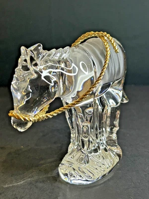Gorham Crystal Nativity Donkey 5.25” Gold Rope Halter Frosted Saddle - Image 1 of 4