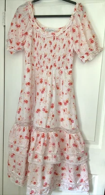 Love Shack Fancy X Target Cosette Smocked Floral Tiered Midi Dress Size S - Image 1 of 4
