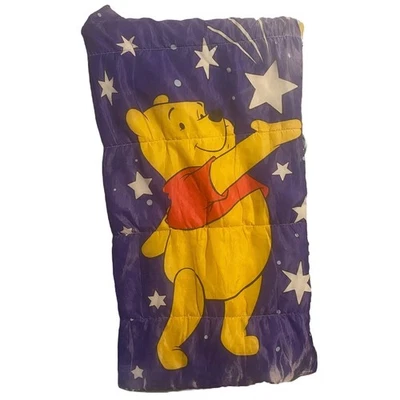Disney Winnie The Pooh Kids Sleeping Bag Yellow Blue Stars - Image 1 of 4