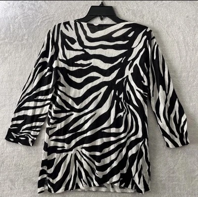 i jones new york negro blanco estampado 'cebra' suéter ligero sm Foto 1 de 4