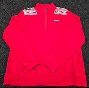 VINEYARD VINES Red Shep Shirt 1/4 Zip Pullover Sweatshirt Women’s XL Red Whale - Picture 1 of 13