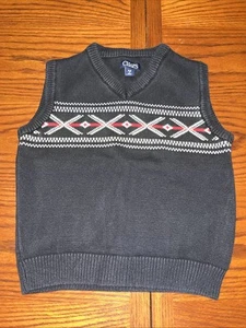 Chaps Kids Sweater Vest Size 8 Small Preppy Black Cotton - Picture 1 of 5