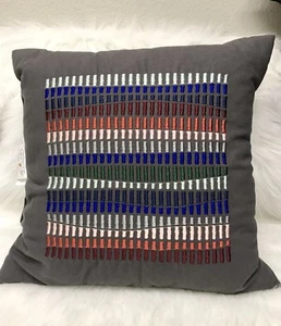 NWOT Project 62 Gray Embroided Decorative Throw Pillow 18”x18” Square - Picture 1 of 4