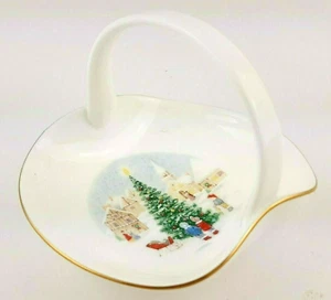 Vintage Mikasa FX032 Süßigkeiten-Schale mit Griff Bone China Frohe Weihnachten Japan - Bild 1 von 9