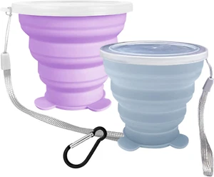 2 Pcs Collapsible Cup, Silicone Collapsible Travel Cup, Expandable Folding Cup - Picture 1 of 7