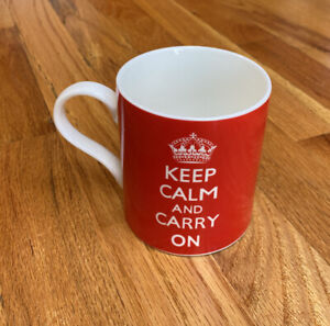 Keep Calm And Carry On Tea Cup Coffee Mug Red