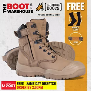 Mongrel 561060 Work Boots. Safety Steel Toe Cap. 'STONE' High Ankle, Zip Sider. - Picture 1 of 10