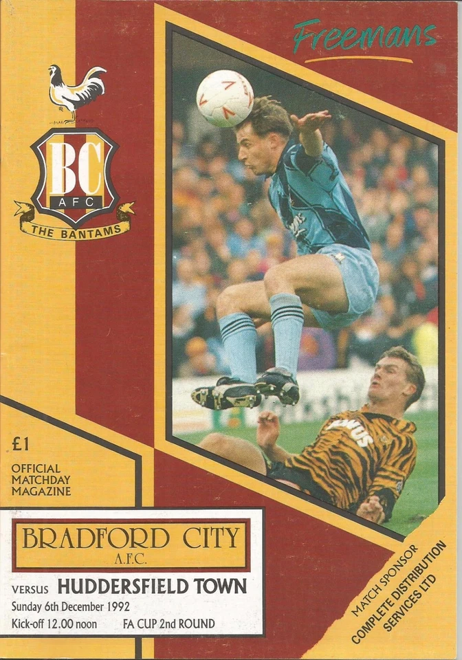 1992/93 FA Cup Bradford City v Huddersfield Town - Image 1 of 1