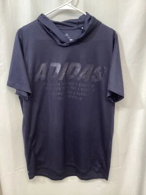Adidas Climalite Blue Large Polyester Hooded T Shirt T3 - Image 1 of 4
