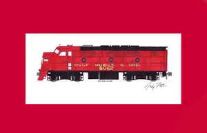 Gulf Mobile & Ohio Solid Red F3 #806B 11"x17" Matted Print Andy Fletcher signed - Picture 1 of 1