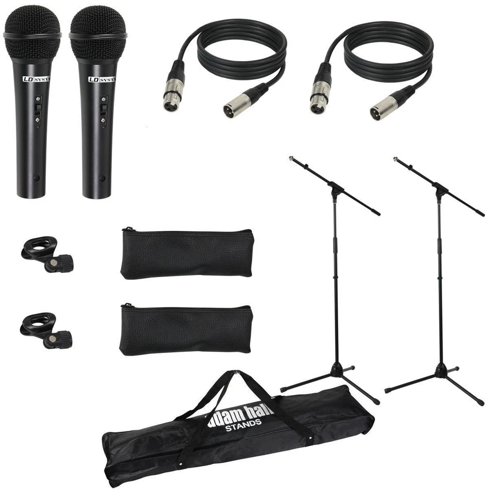 2 Sets LD Systems MICSET1 mit Handmikrofon Stativ 5m Mikrofonkabel + 1x Tasche - Bild 1 von 1