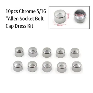 Chrome 10pcs 5/16″ Allen Socket Bolt Cap Dress Kit Fit For Harley Misc Hardware - Picture 1 of 9