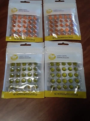 4 paquetes nuevos. Decoración de pasteles Wilton Sweet Gems color amarillo y naranja isomalt Foto 1 de 4