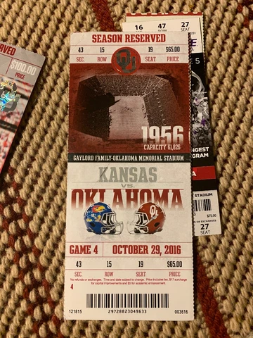 2016 Oklahoma Sooners Kansas Jayhawks Football Ticket Stub OU Norman Cover