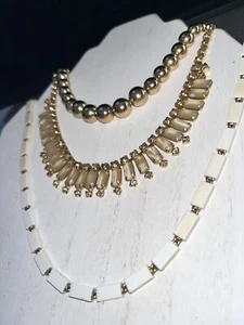 Lot Of 3 Vintage Chokers Necklaces Designer Costume Jewelry MONET - Picture 1 of 11